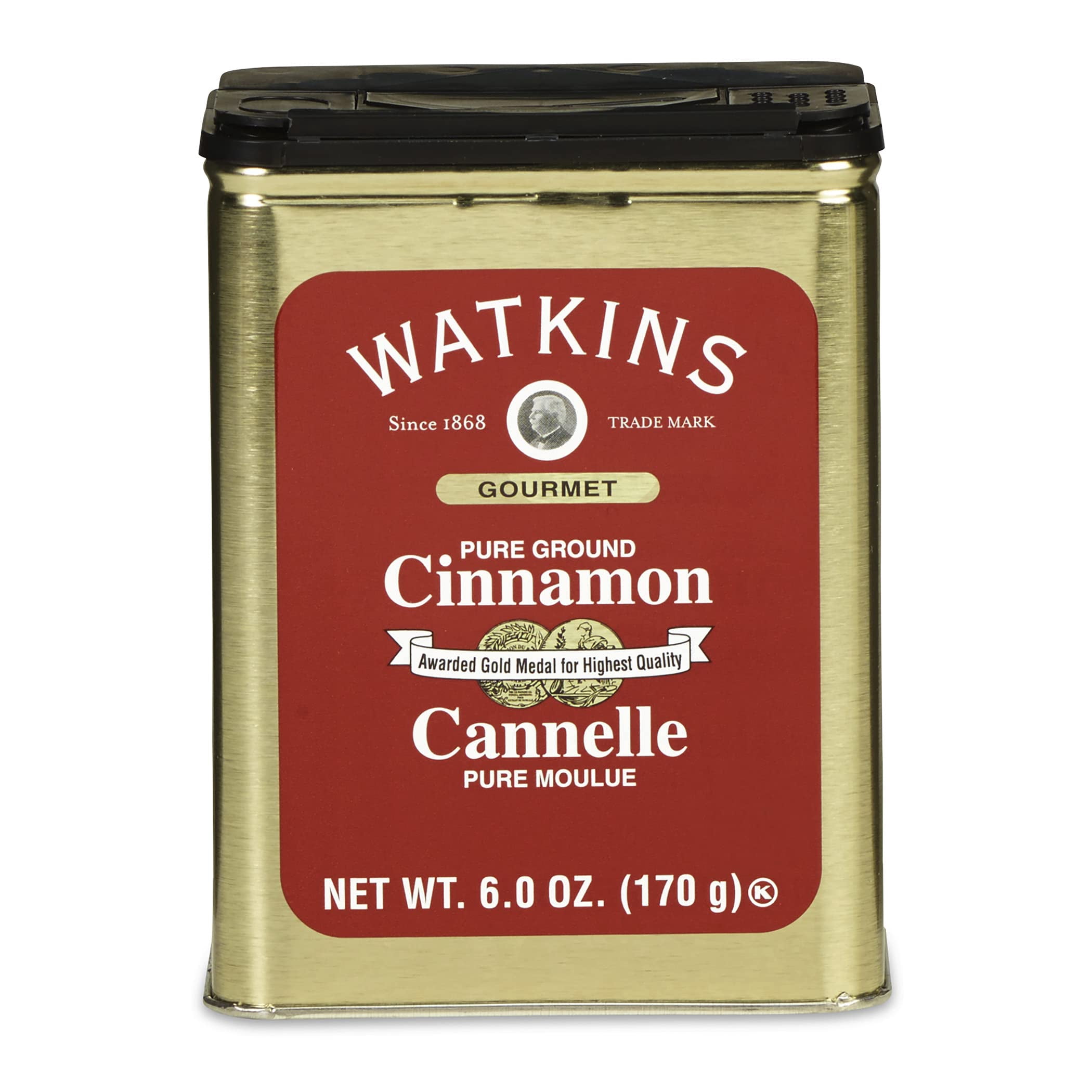 Watkins Gourmet Spice Tin Pure Ground Cinnamon Count 6 oz