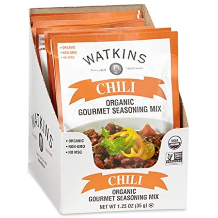 Watkins Organic Chili Gourmet Seasoning Mix, 1.25 Oz. Packets (Pack Of 12)
