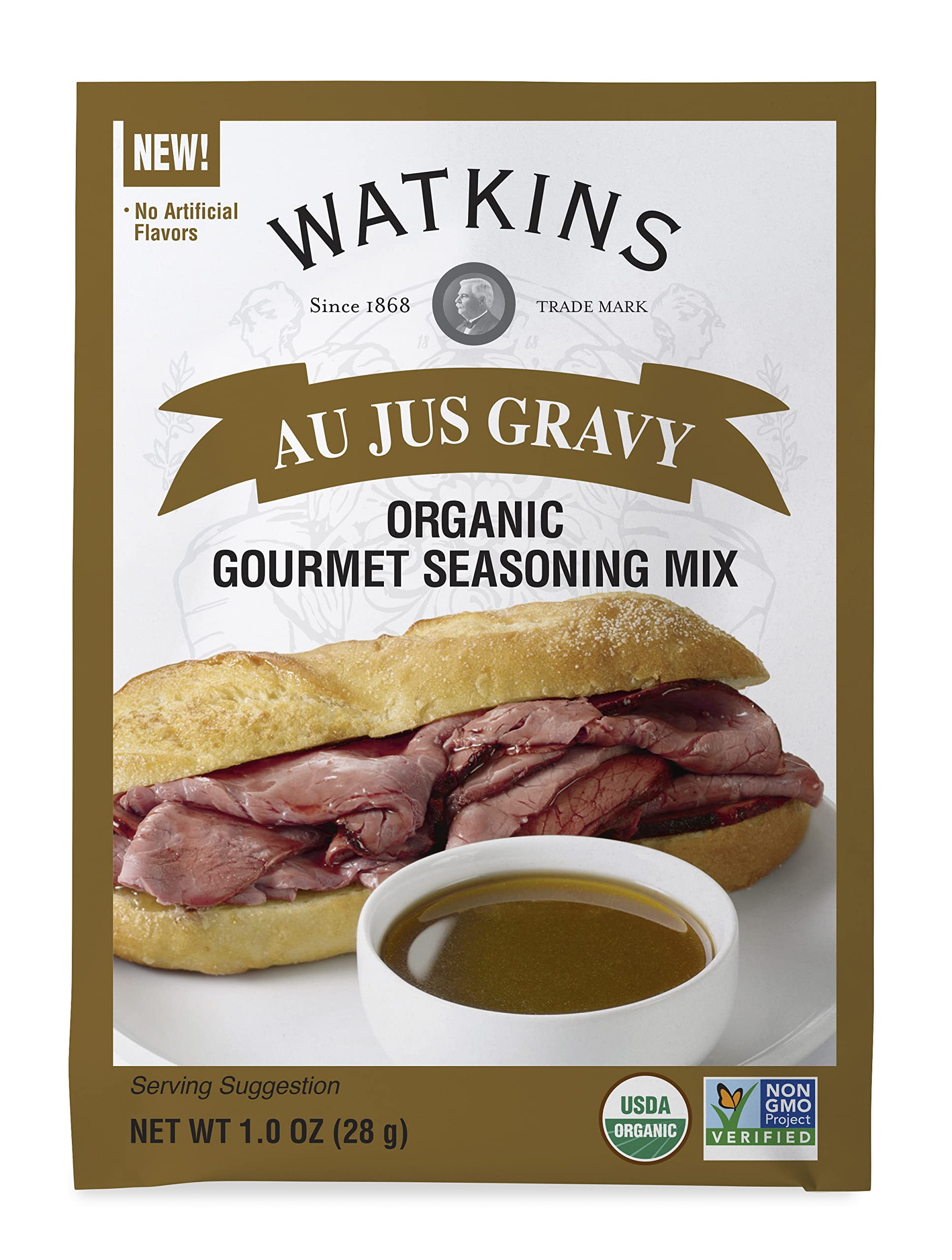 Watkins Organic Gourmet Seasoning .. Mix, Au Jus Gravy, .. 1.0 Oz. Pouch, 1 .. Count