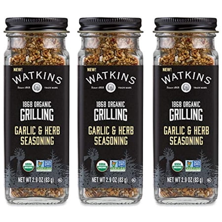 Watkins Organic Grilling Garlic & Herb Seasoning, 2.9 Oz, 3-Pack