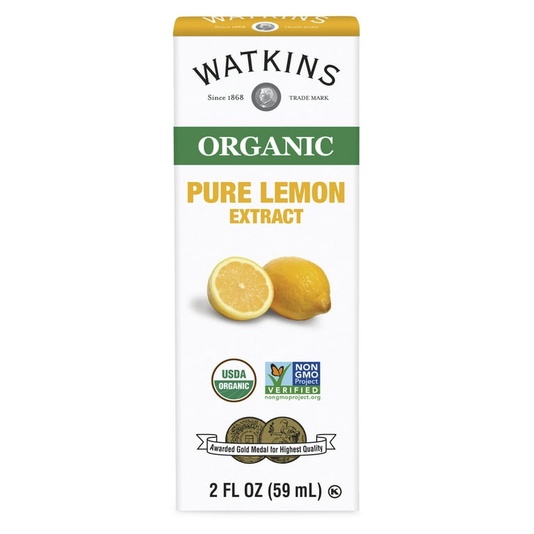 Watkins Organic Pure Lemon Extract 2 oz - Kosher, Gluten-Free, All