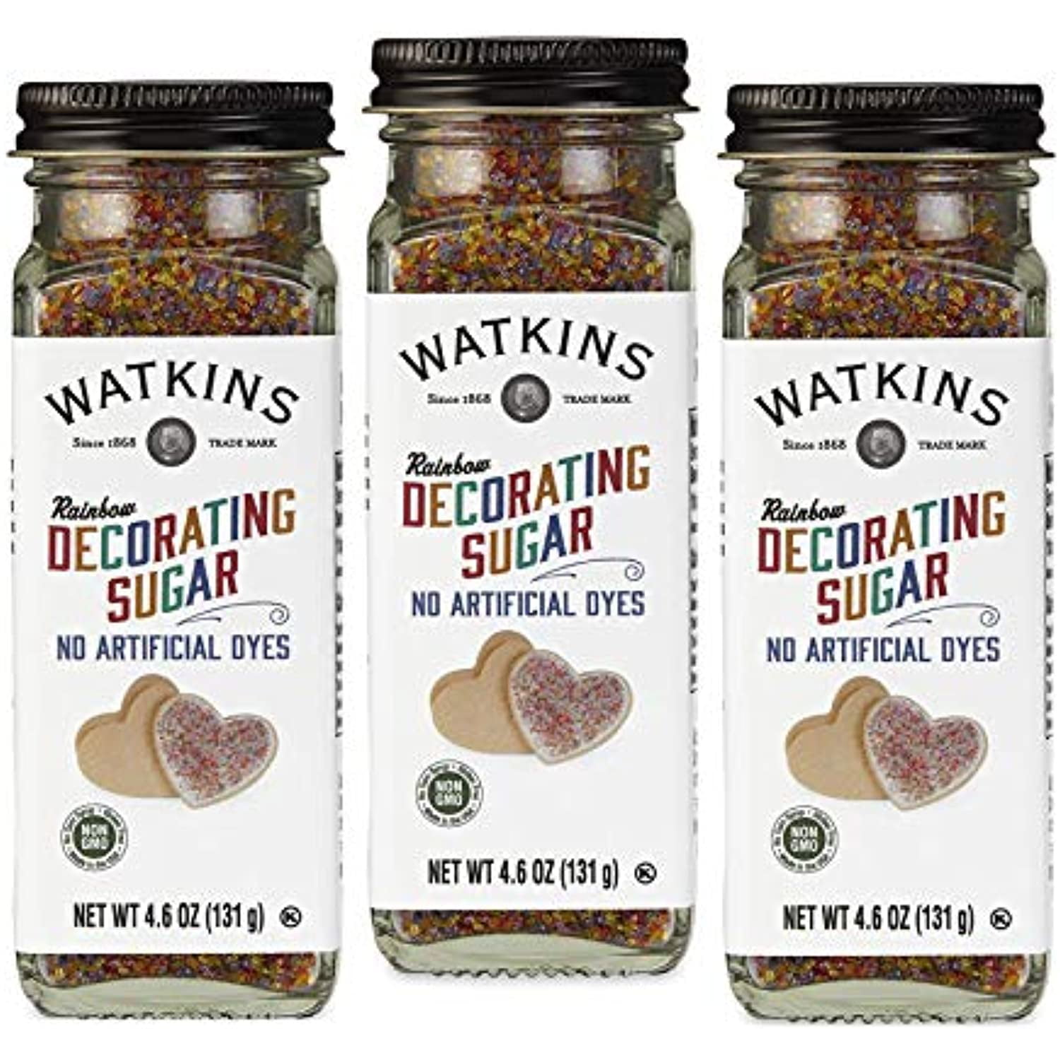 Watkins Rainbow Decorating Sugar, 4.6 Ounce, Pack Of 3