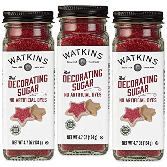 Watkins Red Decorating Sugar, 4.7 Ounce Jar, 3-Pack