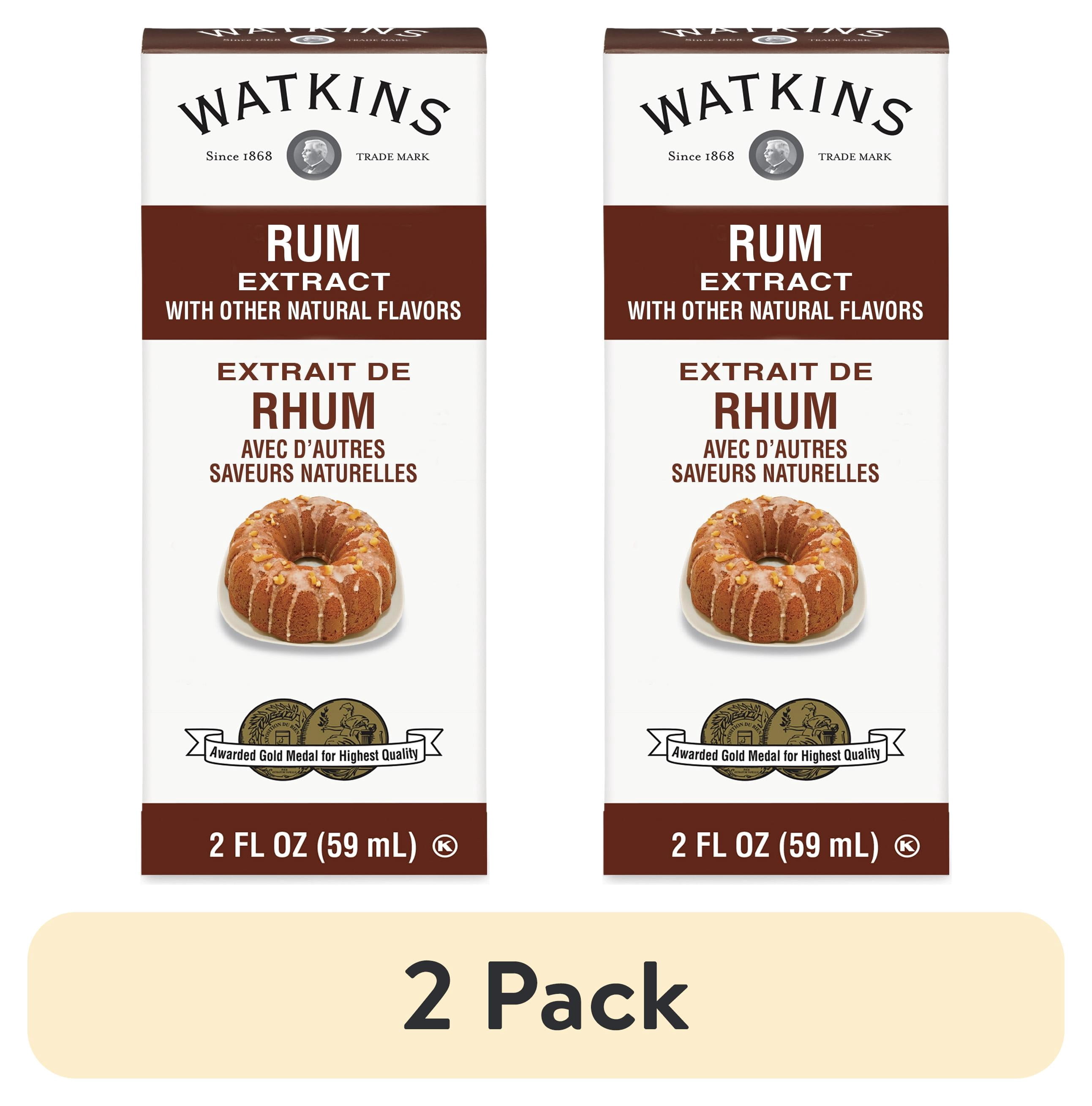 (2 pack) Watkins Rum Extract with Other Natural Flavors, 2 oz (Shelf Stable, plastic container)