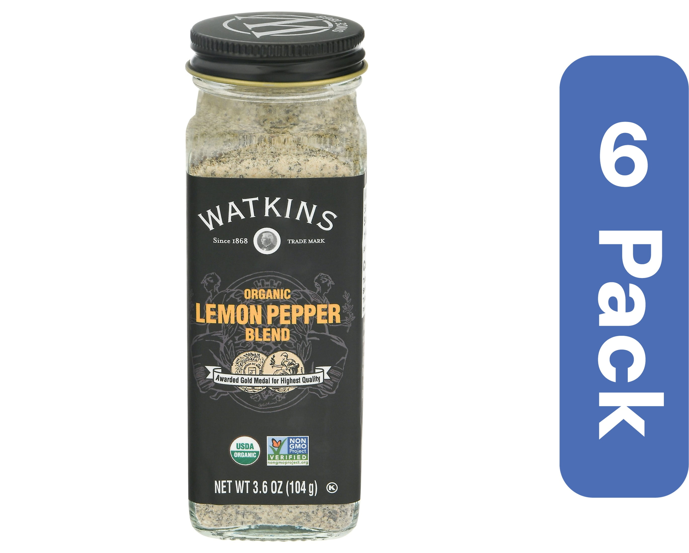 Watkins Seasoning Lemon Pepper Blend Organic 3.6 oz (Pack Of 6)