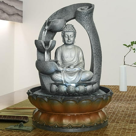Watnature 11" Indoor 4-Tier Waterfall Tabletop Fountain