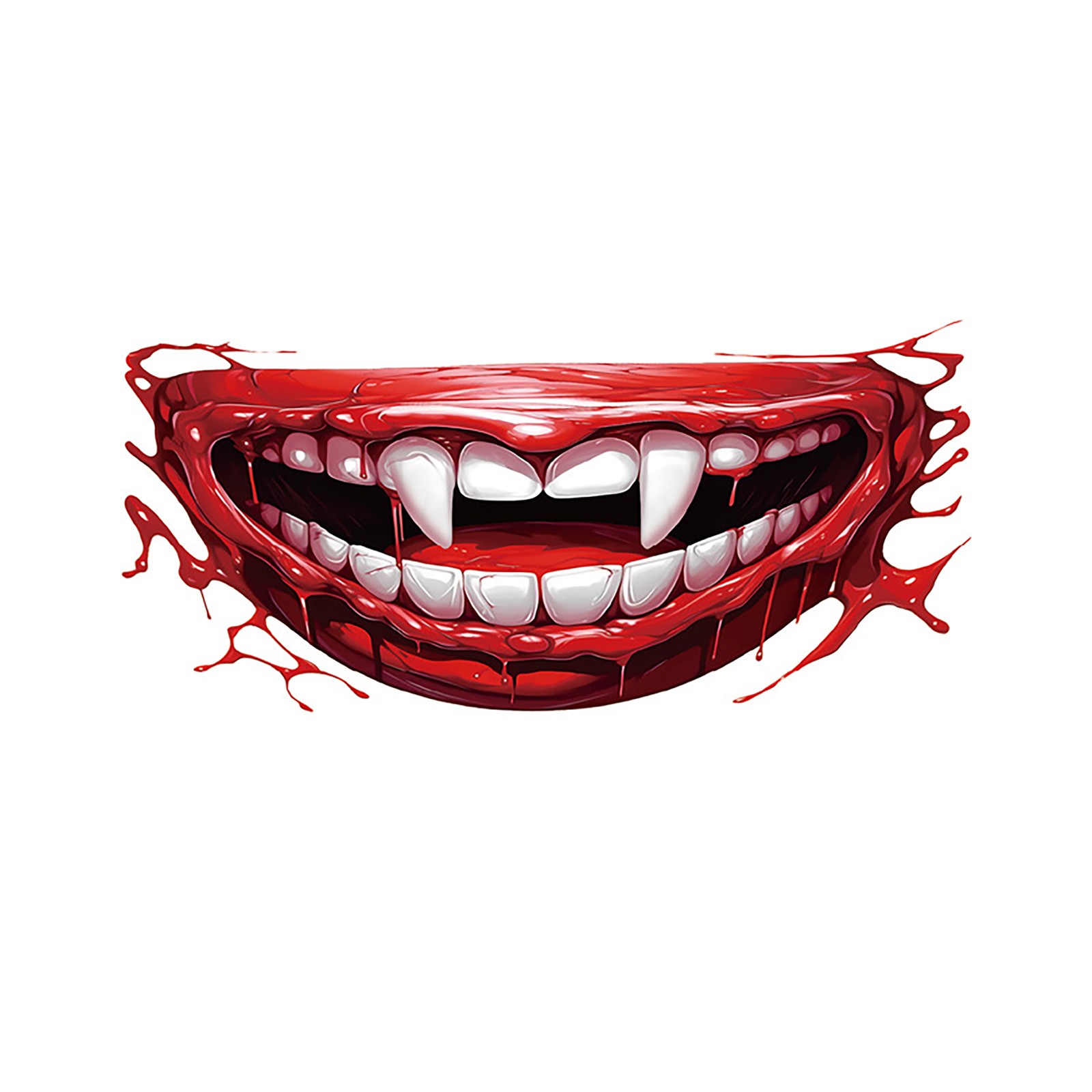 Watonic Scary Big Mouth, Temporary Tattoo,2024 Halloween Realistic Face