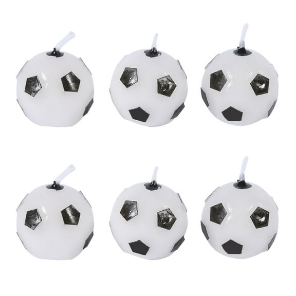 Watris Veiyi 6PCS Football Candles for Kids Cupcake Toppers Decor, Black/Red (Sent in Random)