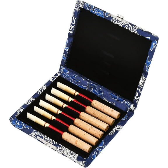 Watris Veiyi Oboe Reed Case, Wooden Silk Cloth Cover Reed Storage Holder Protector Box, Protect Against Moisture, for 6pcs Oboe Reeds