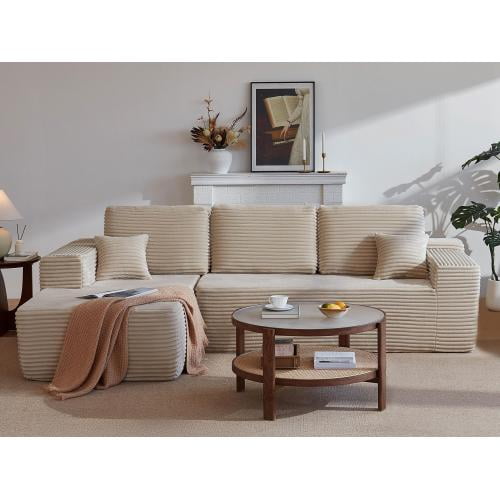 Watsmar 104" Cloud Sectional Couch L-Shaped Chaise Modern Modular Sofa No Assembly Required Plush Upholstered Deep Seat Couches for Living Room Beige Left Chaise