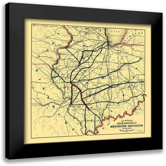 Watson 13x12 Black Modern Framed Museum Art Print Titled - Jacksonville Northwestern, Southeastern 1850