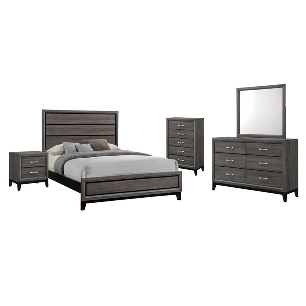 Watson Full Size 5-piece Bedroom Suite with Storage in Grey Oak ...