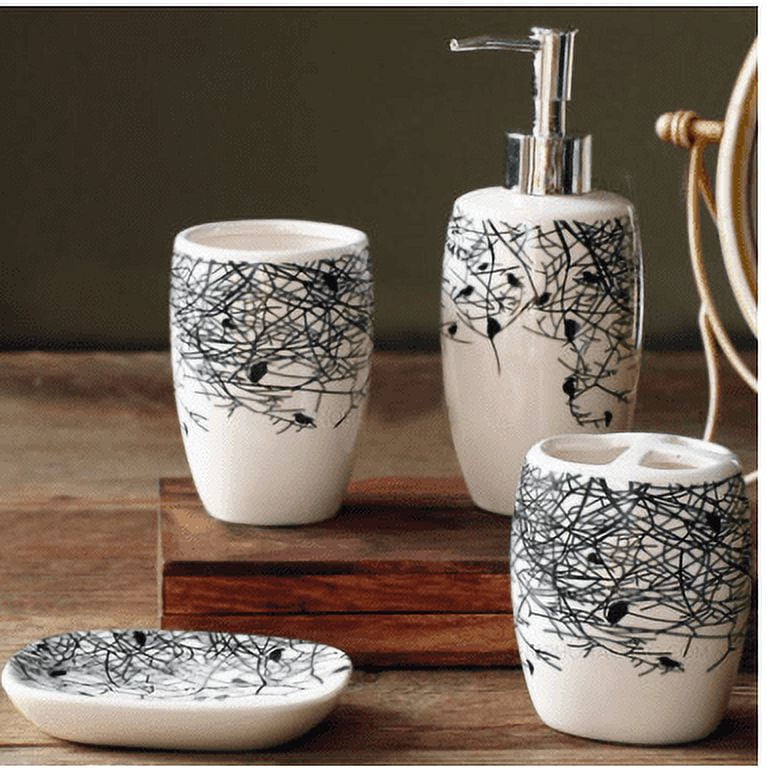 Watson Bathroom Accessories - White And Black Ceramic Bathroom ...