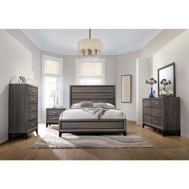 Roundhill Furniture Clelane 3-Piece Wood Bedroom Set, Shiplap Panel ...