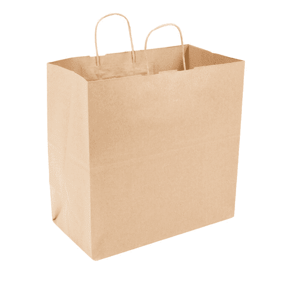 Watson Distributing 13" x 7" x 13" Kraft Brown Paper Shopping Bag With Handle 250/Case