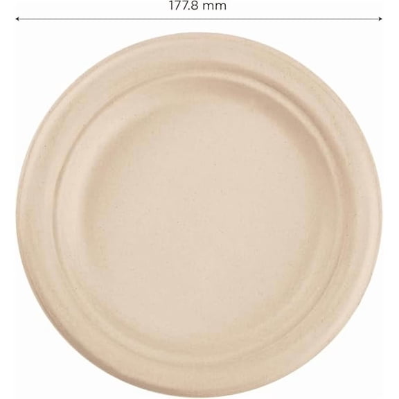Watson Distributing 7" Disposable Plate Round Bagasse, 1000 Count