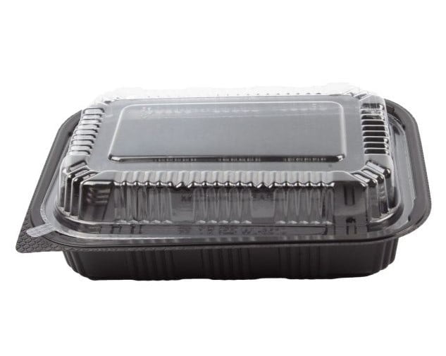 Watson Distributing Bento Box 1-Compartment (510) Black With Clear Lid Combo 500/Case