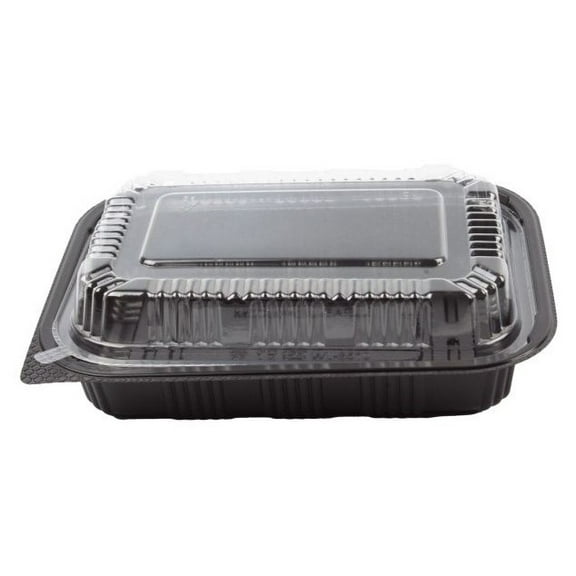 Watson Distributing Bento Box 1-Compartment (520) Black With Clear Lid Combo 400/Case