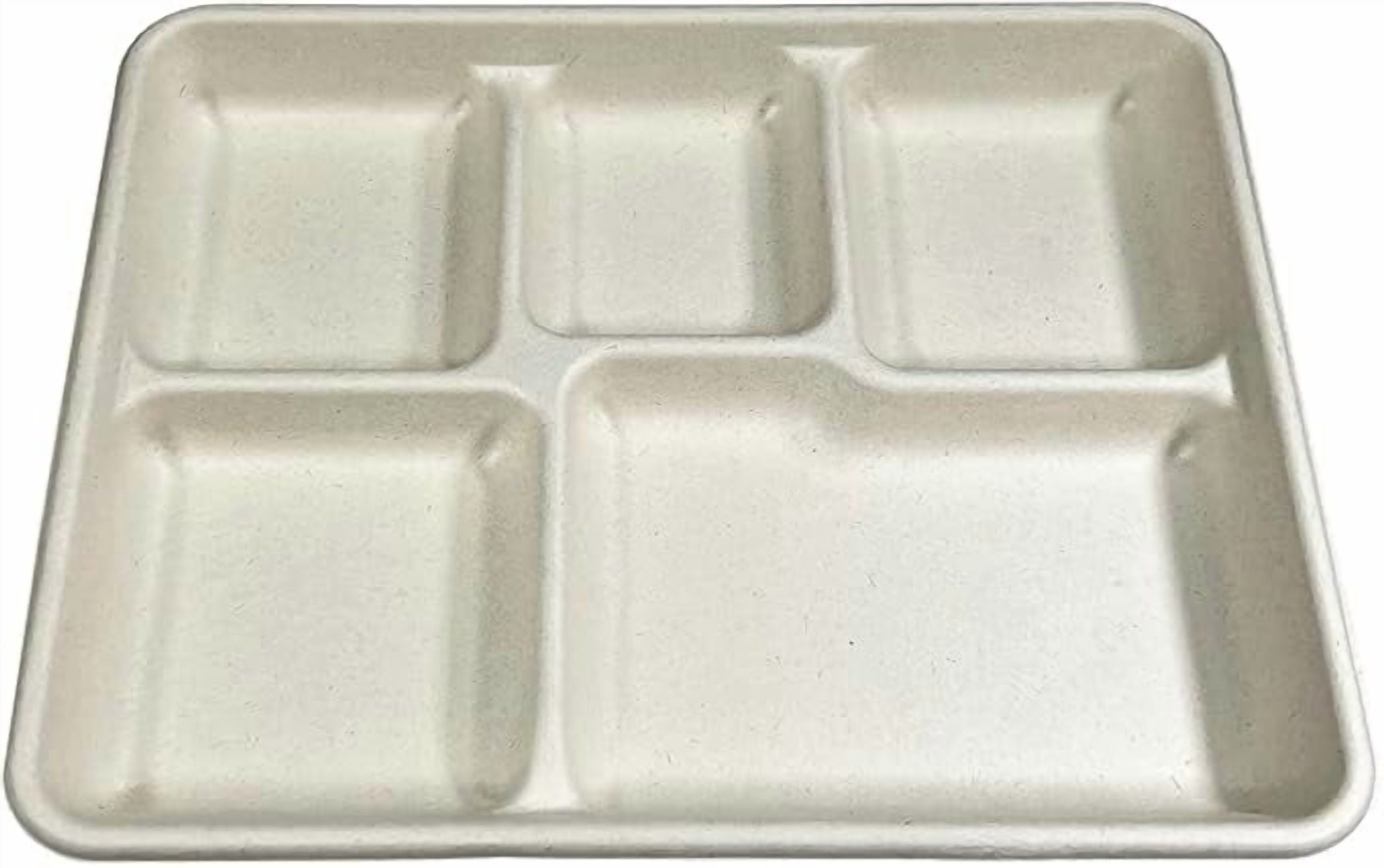 Watson Distributing Disposable Plate Bagasse Rectangular Tray 5-Compartment, 500 Count
