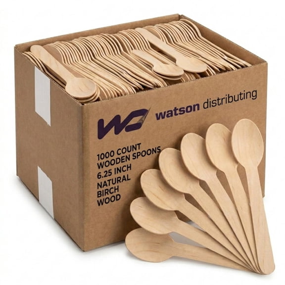 Watson Distributing Natural Wooden Spoon 6.25" 1000/Case