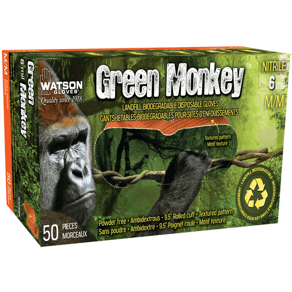 Watson Green Monkey - LARGE - 6mil Full Textured Nitrile Disposable Gloves