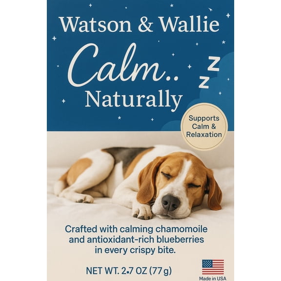 Watson & Wallie Calm Naturally Blueberry and Chamomile Crispy Treats for Dogs, 2.7 oz Bag