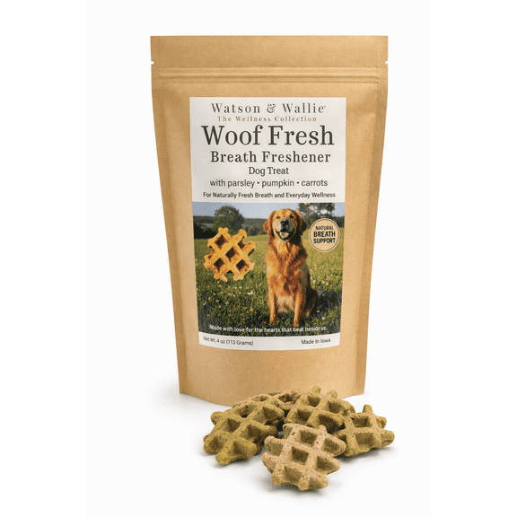 Watson & Wallie Woof Fresh Dog Treats Breath Support with Parsley & Pumpkin Crunchy Natural Dog Treats