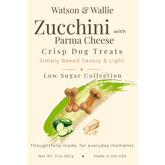 Watson & Wallie Zucchini with Parmesan Cheese Crisp Bite Treats for Dogs, 3 oz