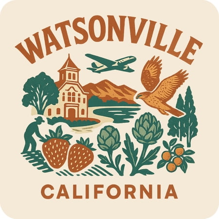 Watsonville California Keepsakes Souvenir Vinyl Sticker – Destination Travel Keepsake Collectible (3-Inches Wide)