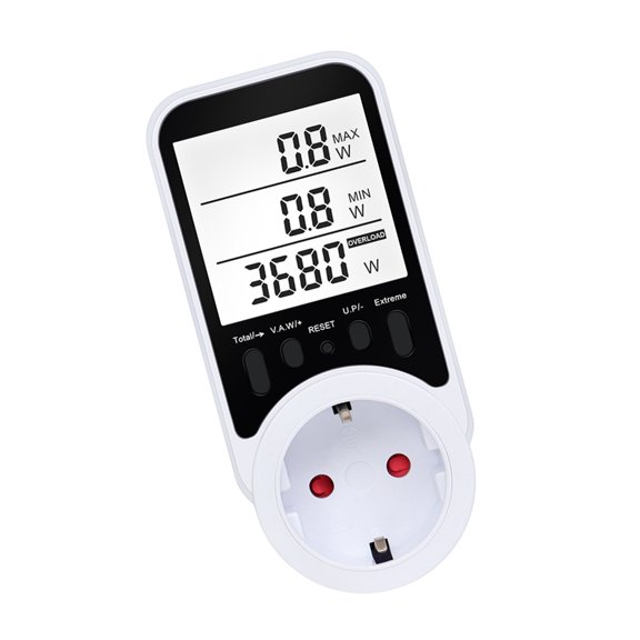 Watt Meter Intelligent Wattage Display Plug In Type Voltages Tester Auto Bill Calculation 90 Days Memory