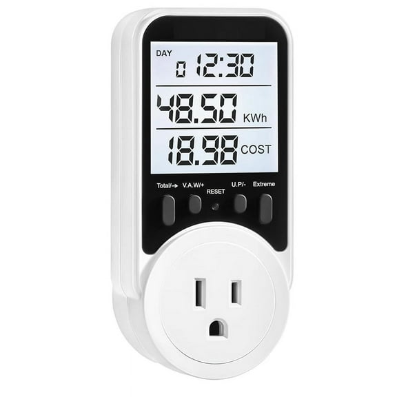 Watt Meter, Plug-in Socket Power Meter, Wide Range, Backlit Large Display, Electricity Usage Monitor US Plug