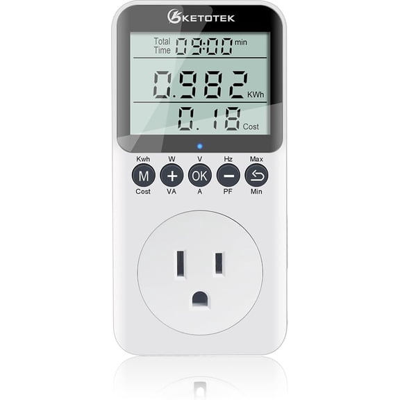 Watt Meter Power Meter Plug Electricity Usage Monitor for , Energy Monitor with LCD Dplay, Kilowatt Meter Socket Outlet, Voltage Amps Power Consumption Meter, Overload Protection