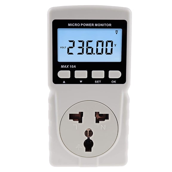 Watt Power Meter Plug-in Socket Meter, Home Electrical Usa Monitor Consumption, Kilowatt Watta Volta AMP Tter with Backlight Overload Protection