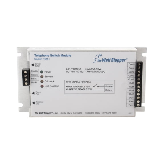 Watt Stopper TSM-1 Legacy Telephone Switch Module, 24VDC In, Out 1A @ 24VAC/VDC