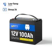 WattCycle 12V 100Ah LiFePO4 Battery Group 24 with Built-in 100A BMS,15000+ Deep Cycle Rechargeable Lithium Battery with Low Temp Protection,Perfected for RV, Marine, Solar,Home Energy Storage