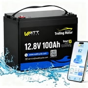 WattCycle 12V 100Ah Trolling Motor LiFePO4 Battery BluetoothGroup 24, 12 Volt Lithium Battery with Low-Temp, 15000+ Deep Cycles Battery, Built-in 120A BMS Professional for Marine, Boat, Yacht, RVs