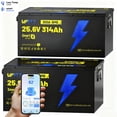 thumbnail image 1 of WattCycle 300Ah LiFePO4 Battery Bluetooth 24V(314Ah), 300A BMS, 15000+ Deep Cycles, Full Metal Case Aluminum Frame, 8038Wh, Batteries, for Trolling Motor, RV, Marine, Solar, Home, 2 Packs, 1 of 10