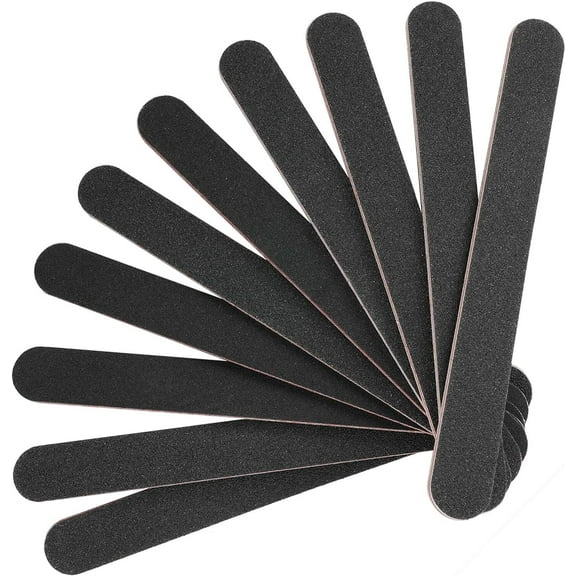 Wattne 10 PCS Professional Double Sided Nail Files 100/180 Grid Emery Board Grit Black Gel Cosmetic Manicure Pedicure