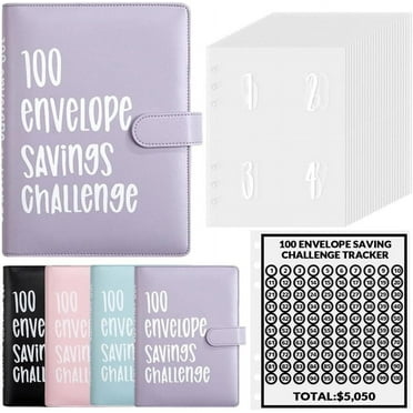 Wattne 100 Envelopes Money Saving Challenge Book - Fun Budget Binder for Saving $5,050, Savings Challenges Budget Book Binder, Budget Planner Book (Purple)