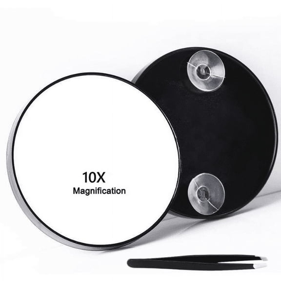 Wattne 10X Magnifying Mirror, 10X Magnifying Mirror Suction Cup and Tweezers, As a Mganifying Makeup Mirror, Pocket Mirror Set for Eyes Makeup 3.5 Inches