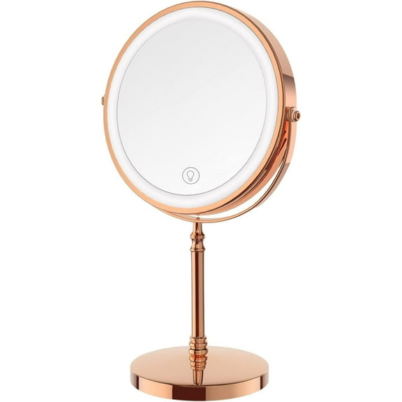 Wattne 8" Lighted Makeup Mirror, 10X Makeup Mirror with Lights, Double Sided Dimmable Magnifying Mirror with Light, Rechargeable and Brightness Adjustable, Cordless Vanity Mirror with Lights