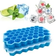 thumbnail image 1 of Wattne Ice Cube Trays 2 pack, 74 Cavity Ice Cube Maker, Stackable Silicone Ice Trays Maker with Lid, Easy Release Reusable Ice Cube Tray for Whiskey, Cocktail, Bourbon & Chilled Drinks (Blue), 1 of 2
