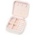 thumbnail image 1 of Wattne Pu Leather Jewelry Box | Travel Jewelry Case Storage for Ring Earrings Necklace | Luxury Portable Jewelry Organizer for Women Girls(White), 1 of 6