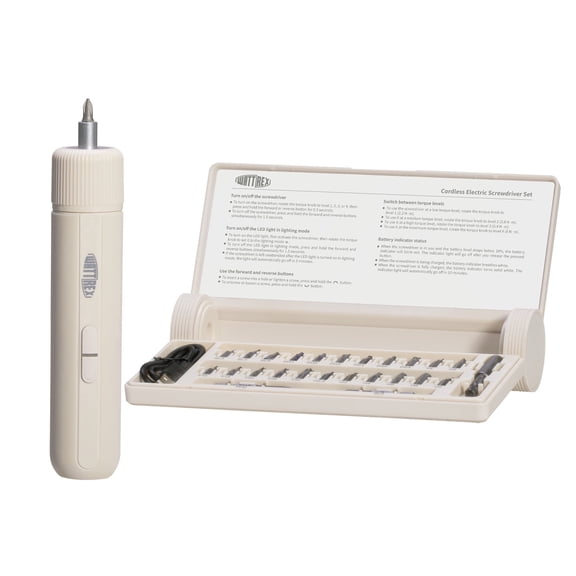 Wattrex 4V Cordless Electric Screwdriver Set, 24 S2 Bits, Type-C Rechargeable LED Screwdriver for DIY Home Repair, White