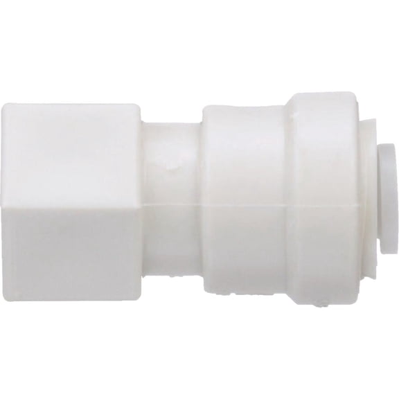 Watts 1010-0404 AquaLock Plastic Mini Series, 1/4" OD x 1/4" FNPT/NPTF Lead-Free Polypropylene Mini Female Adapter, O-Ring, Quick Push-to-Connect Design, Tool-Free Installation