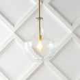 thumbnail image 1 of JONATHAN Y Watts 13.25" 1-Light Mid-Century Modern Iron/Glass LED Pendant, Brass Gold/Clear, 1 of 12