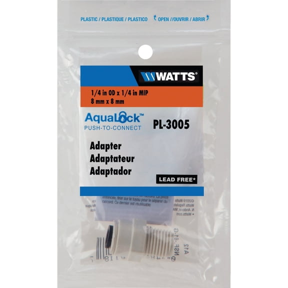Watts Aqualock Push-to-Connect MPT Plastic Adapter - Pack of 2