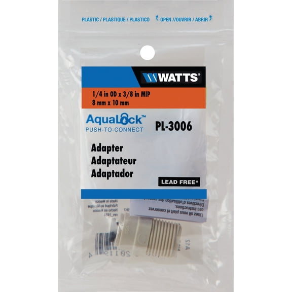 Watts Aqualock Push-to-Connect MPT Plastic Adapter - Pack of 2