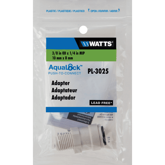 Watts Aqualock Push-to-Connect MPT Plastic Adapter - Single Pack