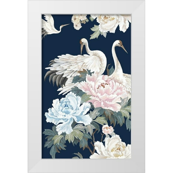 Watts, Eva 10x14 White Modern Wood Framed Museum Art Print Titled - Pearly White Cranes I
